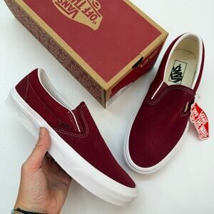 NEW VANS Classic Slip On Sneaker in Maroon Heavy Textured 9